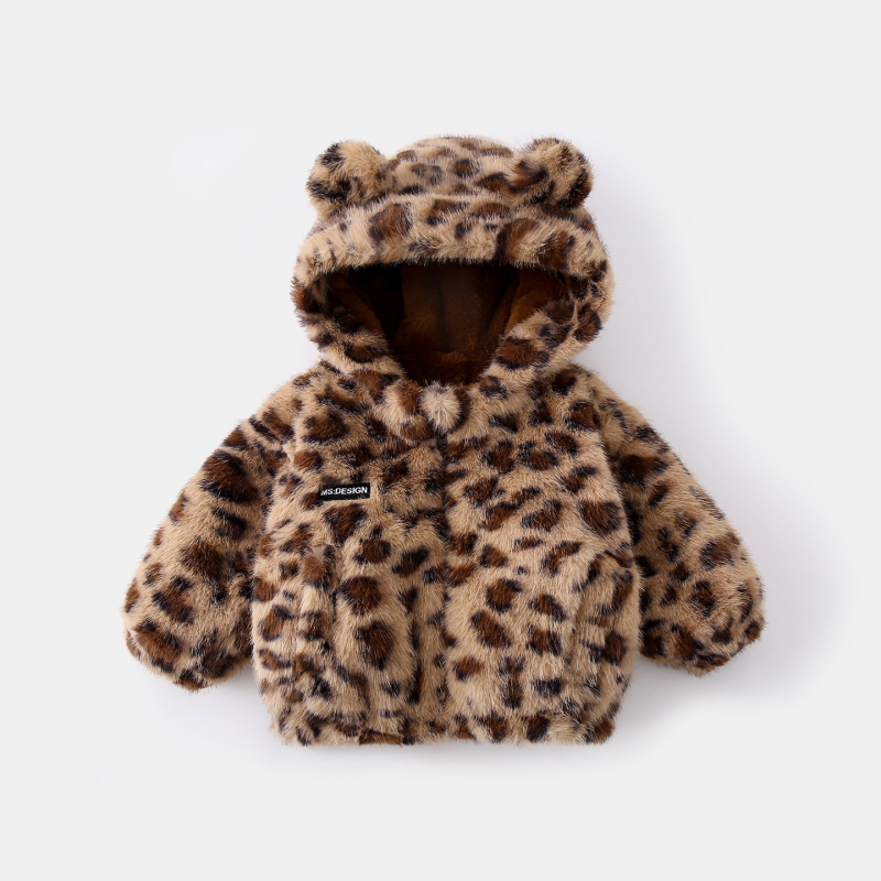 Dječja jakna s leopard uzorkom i fleece podstavom, zip zatvarač, unisex