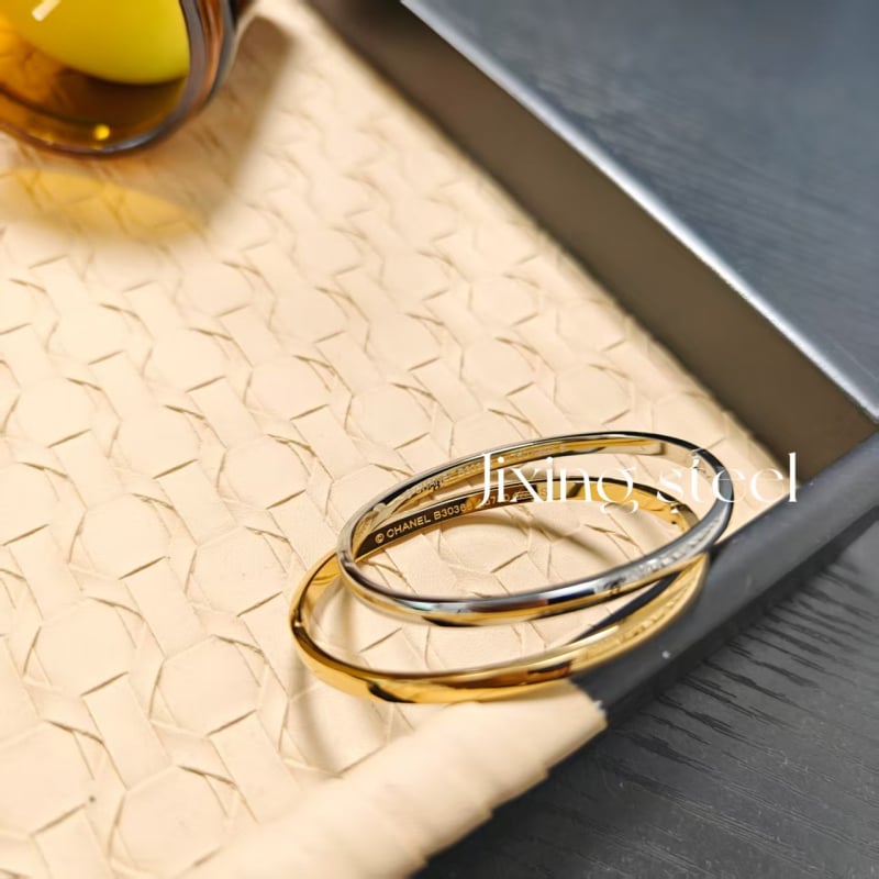 Brățară din oțel titan, stil ușor luxos, placare electroplating, 14 g, primăvara 2025