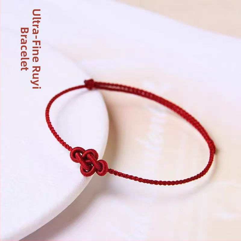 DIY pletený náramok s uzlom Ruyi, ručne pletený z šnúr, etnický štýl, jar 2025