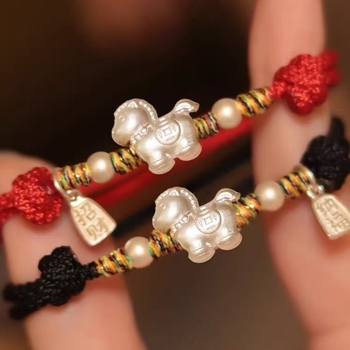 Brățară din argint S999 cu șnur, lucrată manual, stil chinezesc, stil pentru cuplu, lansare vară 2025, marcă privată autorizată