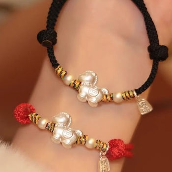 Brățară din argint S999 cu șnur, lucrată manual, stil chinezesc, stil pentru cuplu, lansare vară 2025, marcă privată autorizată