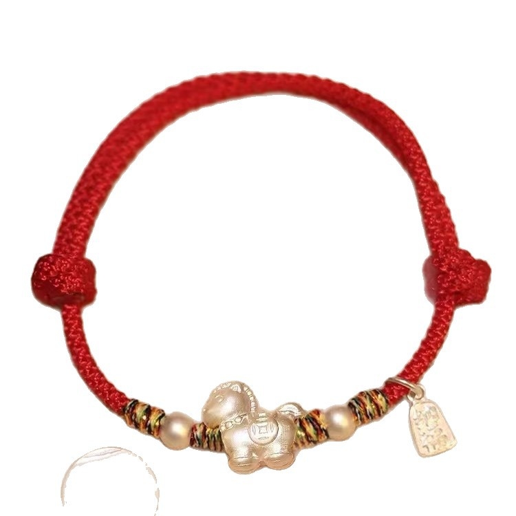 Brățară din argint S999 cu șnur, lucrată manual, stil chinezesc, stil pentru cuplu, lansare vară 2025, marcă privată autorizată