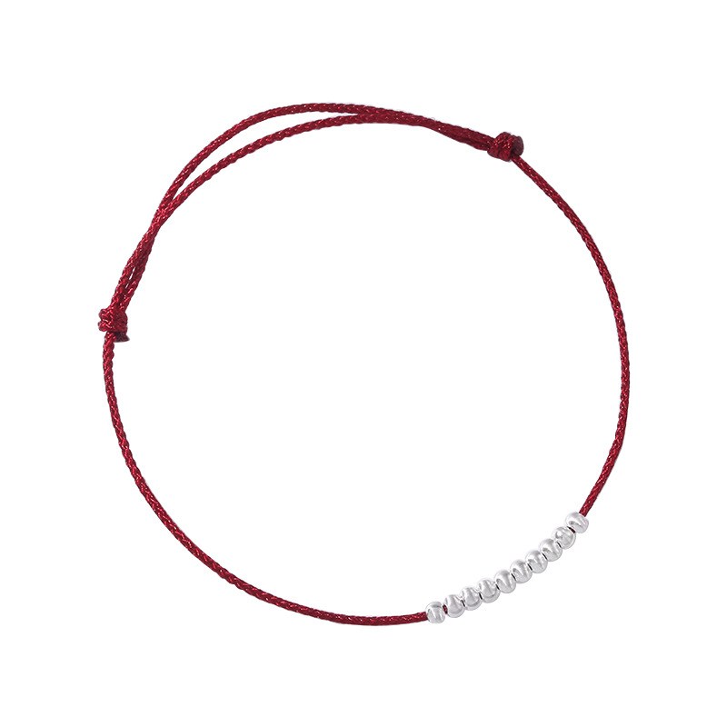 925 ezüst kalcedon gyöngyökkel karkötő, kézzel készített, minimalista női dizájn, egymásra rakható ékszer