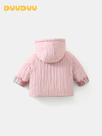 Duuduu Fordítható téli kabát lányoknak, vastag, reverzibilis, cipzáras, kapucnival
