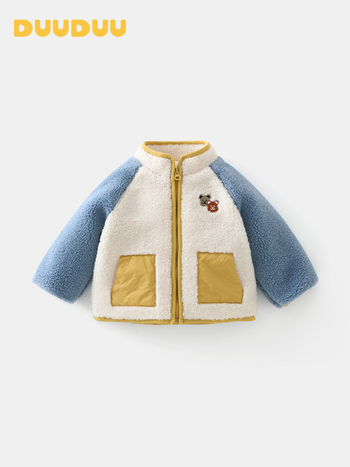 Dječja zimska jakna s flis podstavom, stojeći ovratnik i zatvarač, kratka dužina, unisex, korejski stil, motiv crtića