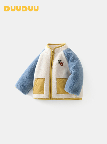 Dječja zimska jakna s flis podstavom, stojeći ovratnik i zatvarač, kratka dužina, unisex, korejski stil, motiv crtića
