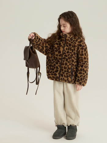 Dječja pliš jakna s leopard uzorkom, debela toplina, stojeći ovratnik, zatvarač, za uzrast 3–8 godina, zima 2025.