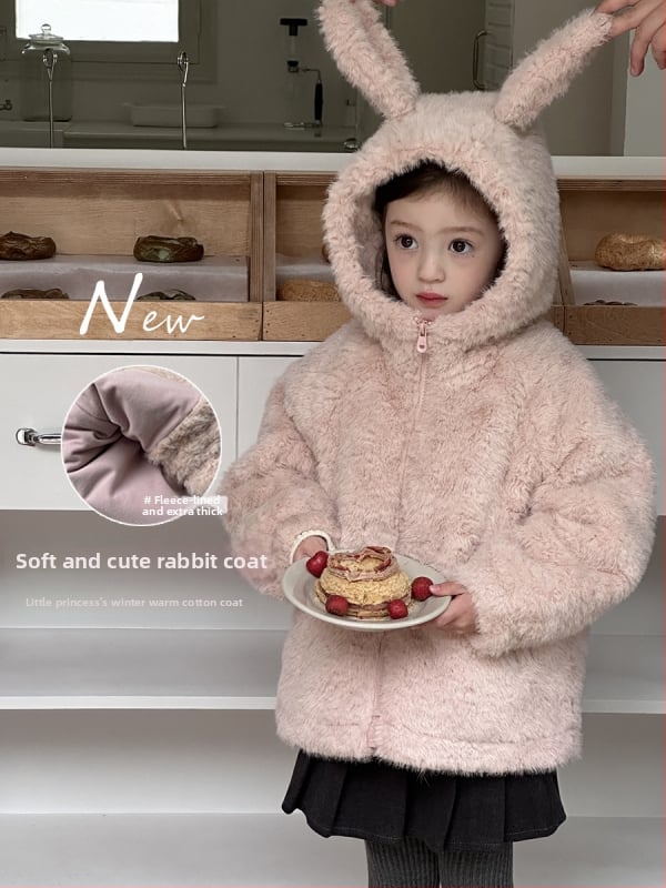 Koreai stílusú gyerek kabát kapucnival és cipzárral, téli viselet 3–8 éveseknek