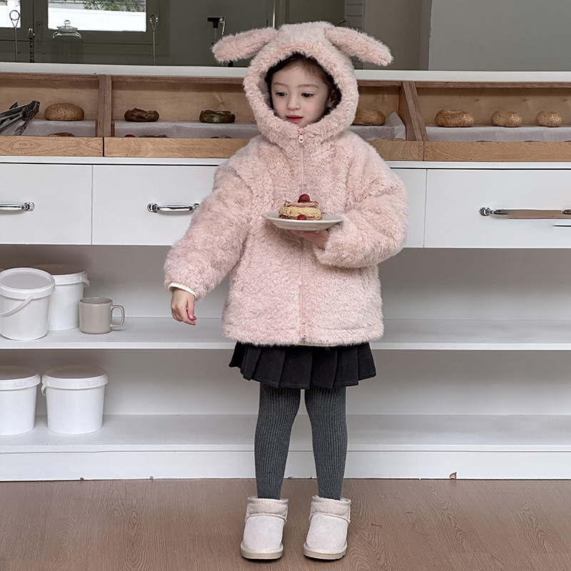 Koreai stílusú gyerek kabát kapucnival és cipzárral, téli viselet 3–8 éveseknek