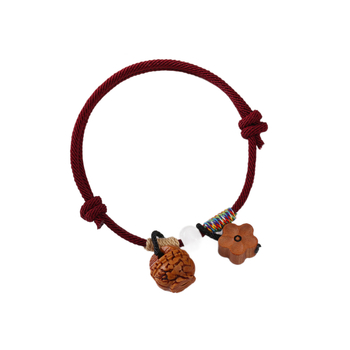 Brățară unisex din lemn de piersică cu șnur țesut manual, stil etnic, vara 2025, ambalare individuală