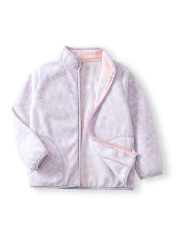 Gyermek polár dzseki absztrakt geometriai mintával, 100% poliészter polár, cipzáras záródás, állógallér, ősz 2025