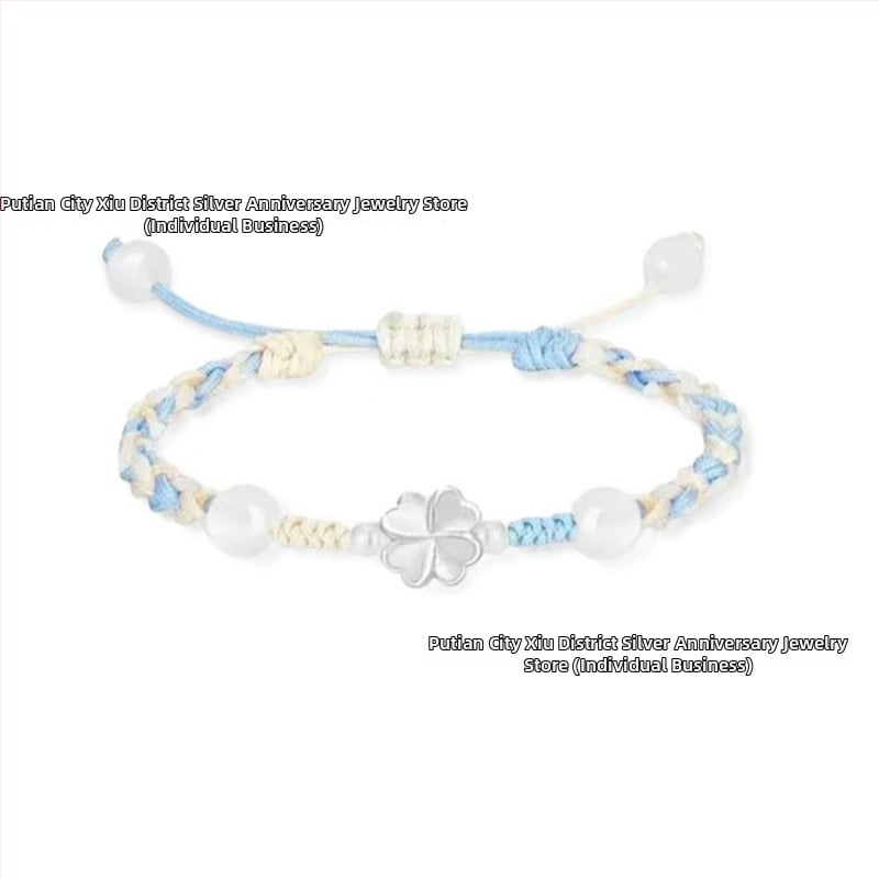 Βραχιόλι: Τετράφυλλος Τριφύλλι, Ασήμι Sterling 925, Ηλεκτροπλατίωση, Unisex, Νέος Κινέζικος Στυλ