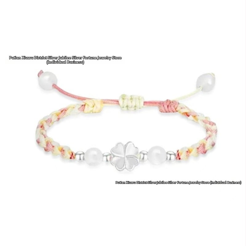 Βραχιόλι: Τετράφυλλος Τριφύλλι, Ασήμι Sterling 925, Ηλεκτροπλατίωση, Unisex, Νέος Κινέζικος Στυλ