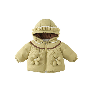 Bērnu meitenēm paredzēta pūkaina jaka ar pīļu pūci, kapuce, flīsa oderes, bieza ziemas jaka.