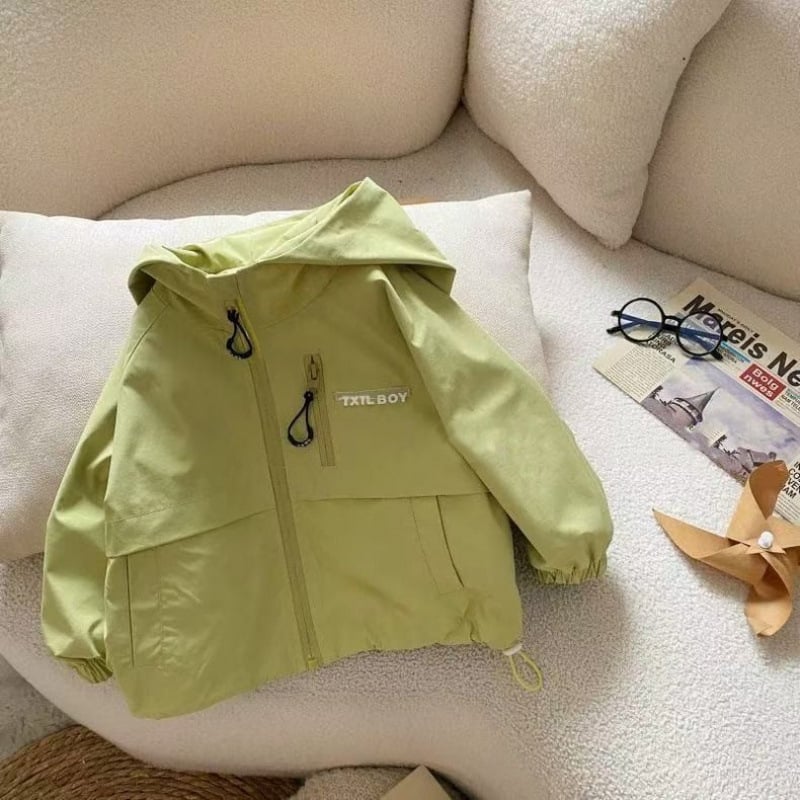 Dječja kapuljačasta lagana windbreaker jakna za proljeće, unisex, dugi rukav, pamuk-mješavina