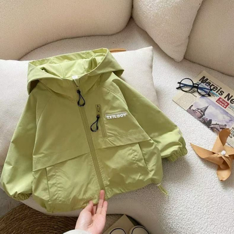 Dječja kapuljačasta lagana windbreaker jakna za proljeće, unisex, dugi rukav, pamuk-mješavina