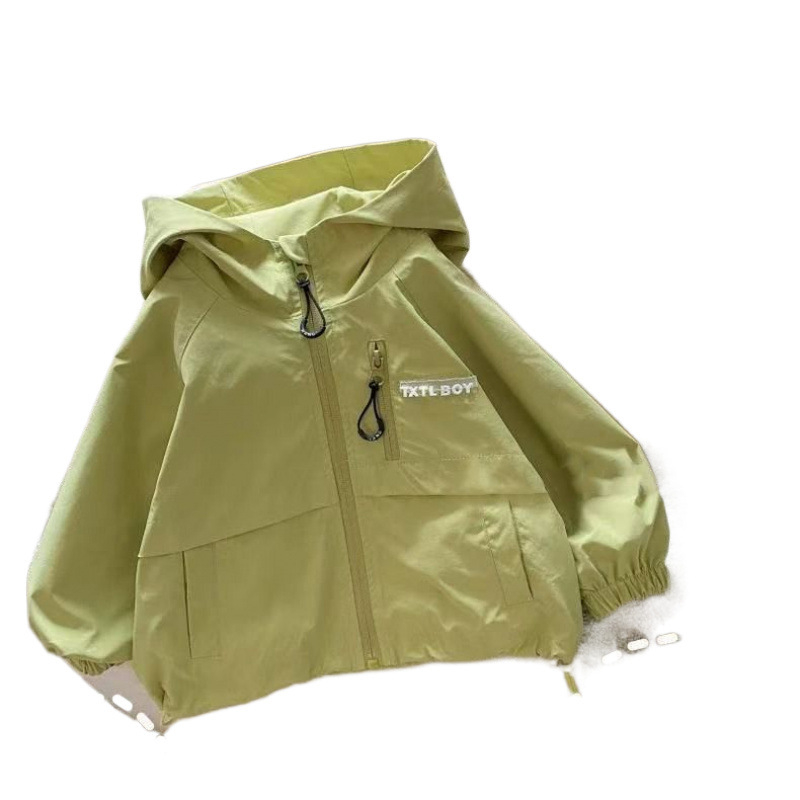 Dječja kapuljačasta lagana windbreaker jakna za proljeće, unisex, dugi rukav, pamuk-mješavina