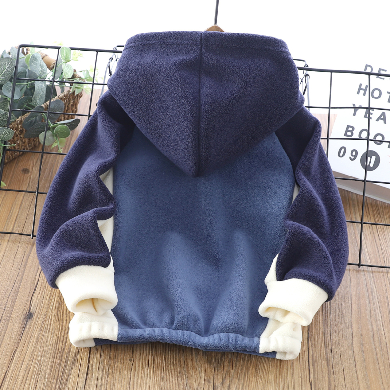 Dječja kapuljača fleec jakna s panelnim dizajnom, zatvarač sprijeda, austrijski fleece, podstava od poliestera, za uzrast 3-8 godina