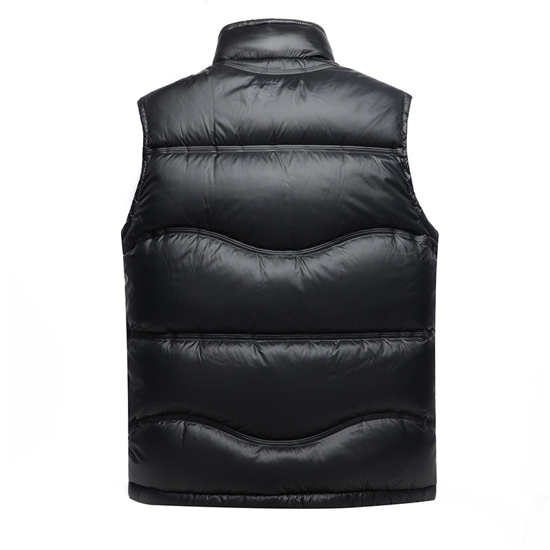 Мъжка пухена жилетка с цип и стояща яка, дебелена, основна материя: найлон 100%, пух 86–90%, пълнеж 59.9–79.9 g, множество джобове