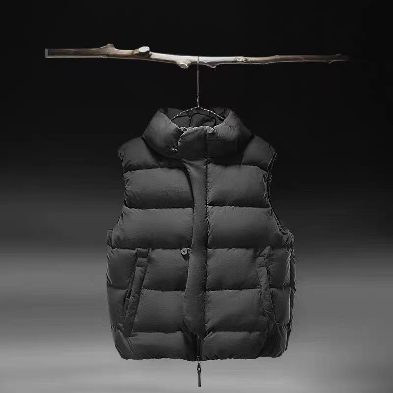 Muška vesta s perju, stojeći ovratnik, zip, 135 g bijelog pačjeg perja, poliester materijal