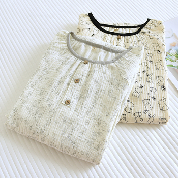 Rochie de noapte din bumbac 100%, croială lejeră, mâneci lungi, guler rotund, țesătură subțire