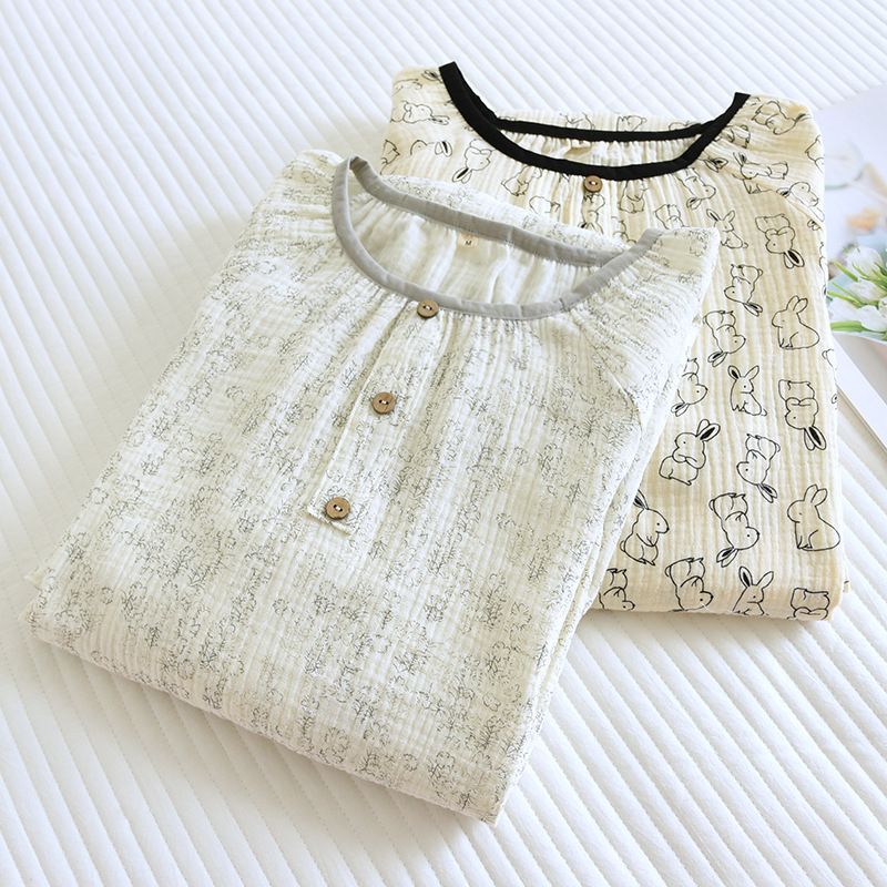 Rochie de noapte din bumbac 100%, croială lejeră, mâneci lungi, guler rotund, țesătură subțire