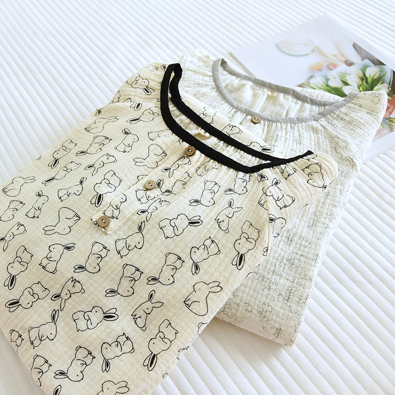 Rochie de noapte din bumbac 100%, croială lejeră, mâneci lungi, guler rotund, țesătură subțire