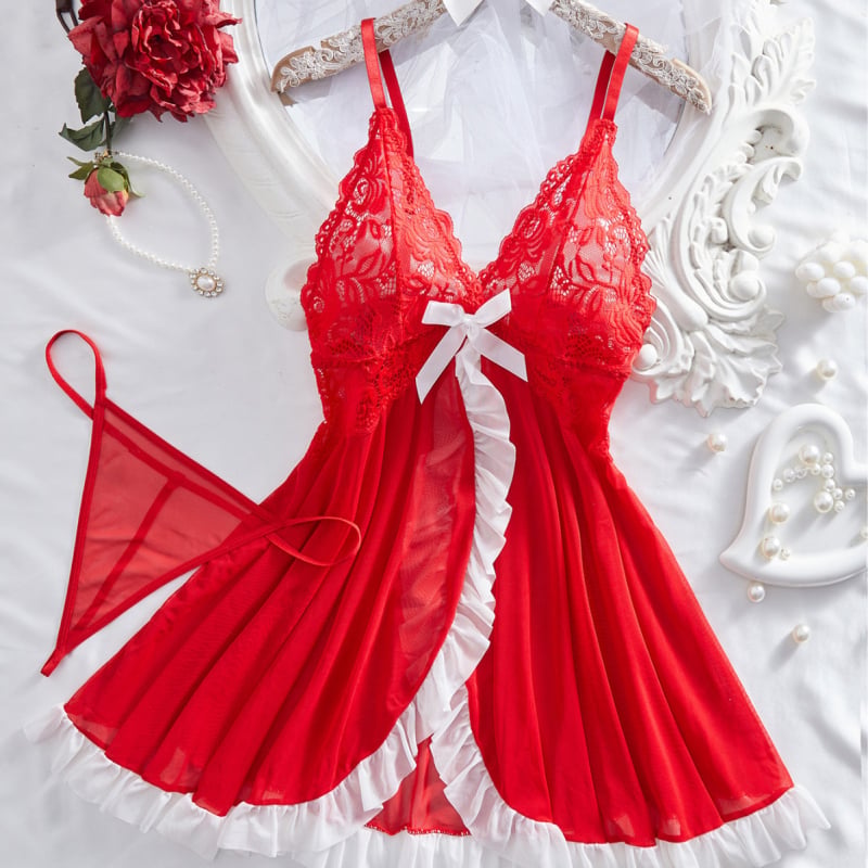 Set noćne pidžame od mrežaste tkanine u camisole stilu, V izrez, 80–90% akril vlakana, tanko tkivo 121–140 g/m², prozračno i udobno