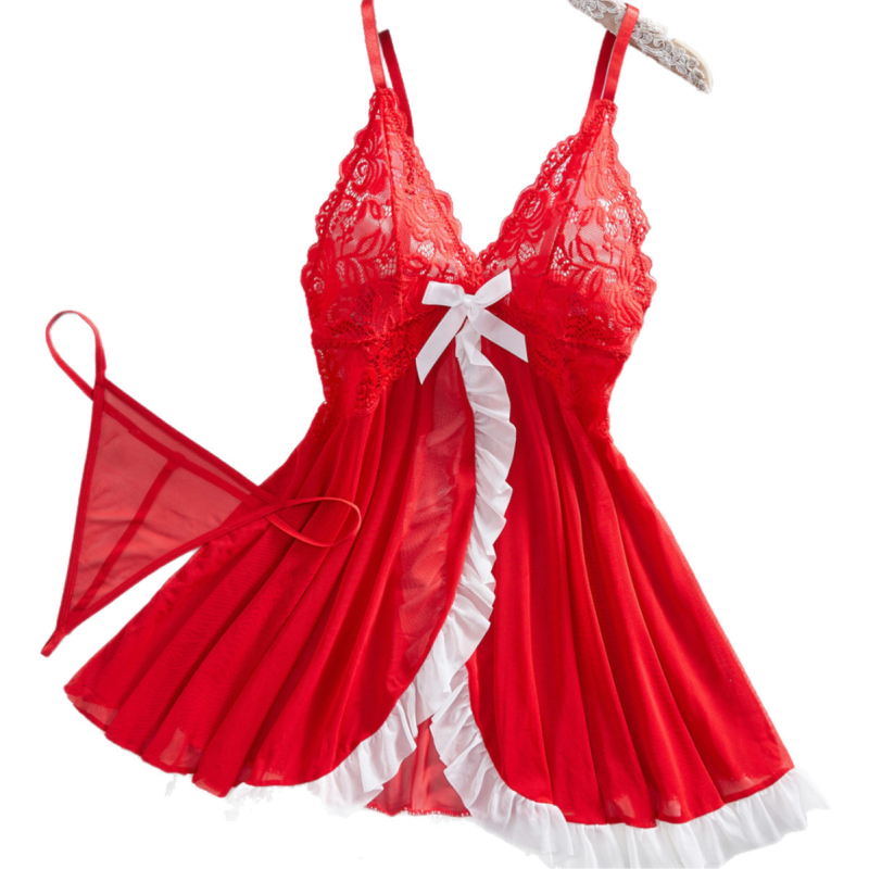 Set noćne pidžame od mrežaste tkanine u camisole stilu, V izrez, 80–90% akril vlakana, tanko tkivo 121–140 g/m², prozračno i udobno