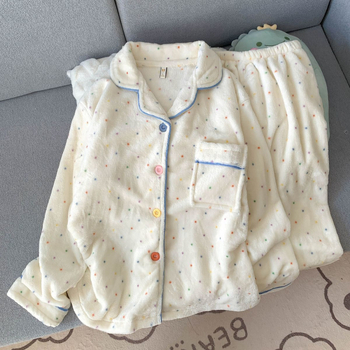 Flanelni ženski pijama set, 2025 jesen-zima, topao i debeli, sladak i udoban, širok kroj, pogodan za nošenje izvan kuće