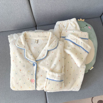 Flanelni ženski pijama set, 2025 jesen-zima, topao i debeli, sladak i udoban, širok kroj, pogodan za nošenje izvan kuće
