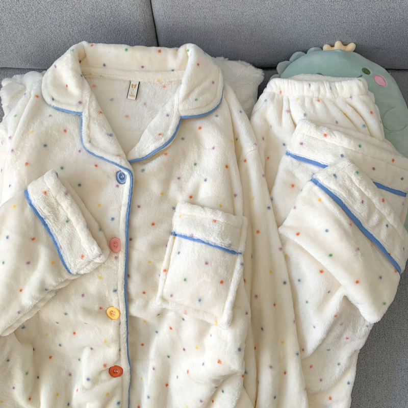 Flanelni ženski pijama set, 2025 jesen-zima, topao i debeli, sladak i udoban, širok kroj, pogodan za nošenje izvan kuće