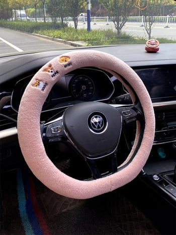 Mushang navlaka za volan automobila, zimska verzija, umjetni pliš, univerzalna prilagodba, izvezeni dizajn karikature