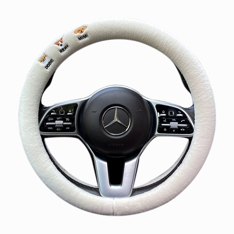 Mushang navlaka za volan automobila, zimska verzija, umjetni pliš, univerzalna prilagodba, izvezeni dizajn karikature