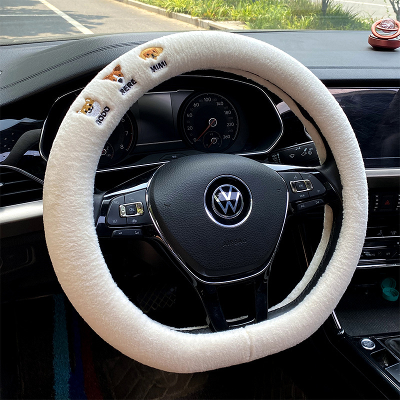 Mushang navlaka za volan automobila, zimska verzija, umjetni pliš, univerzalna prilagodba, izvezeni dizajn karikature