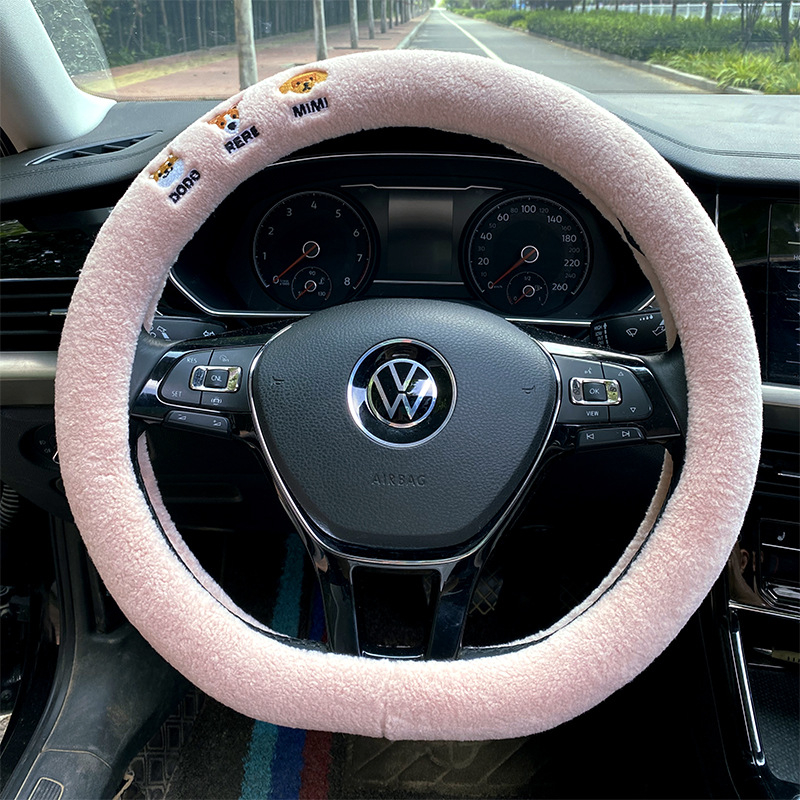 Mushang navlaka za volan automobila, zimska verzija, umjetni pliš, univerzalna prilagodba, izvezeni dizajn karikature