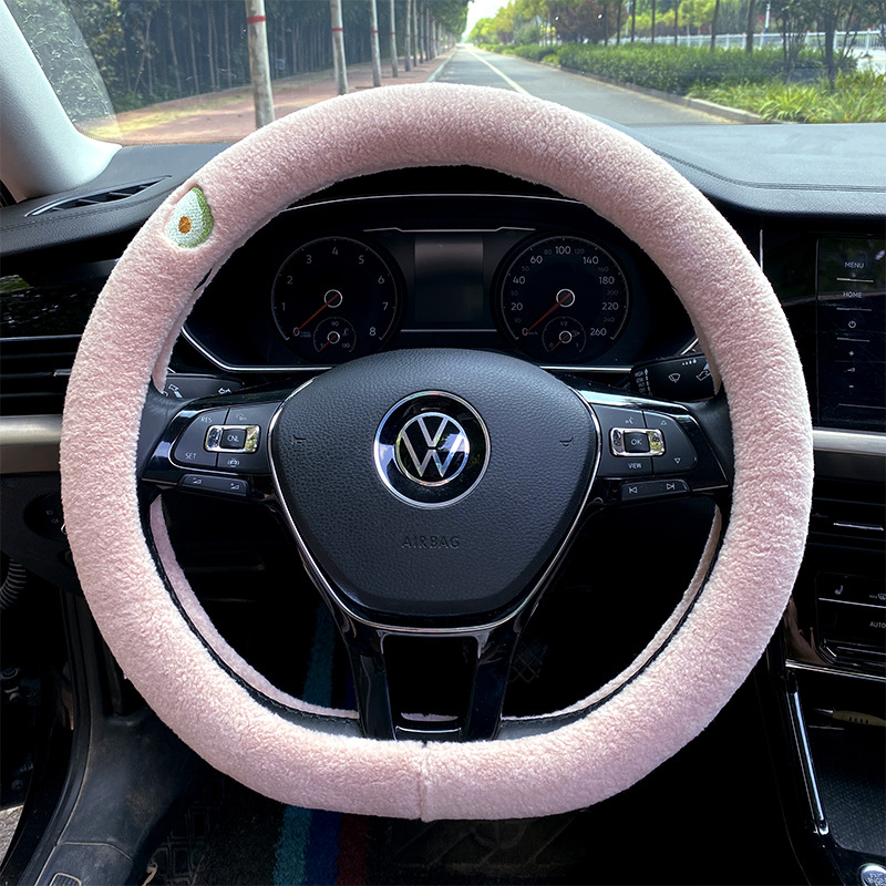 Mushang navlaka za volan automobila, zimska verzija, umjetni pliš, univerzalna prilagodba, izvezeni dizajn karikature