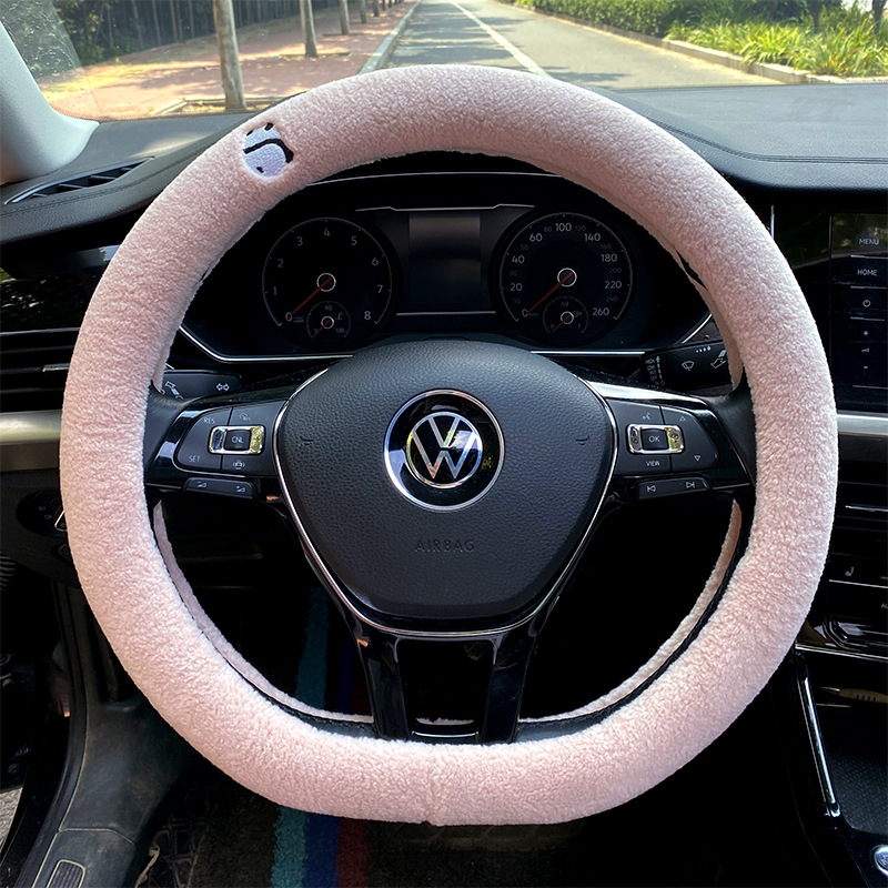 Mushang navlaka za volan automobila, zimska verzija, umjetni pliš, univerzalna prilagodba, izvezeni dizajn karikature
