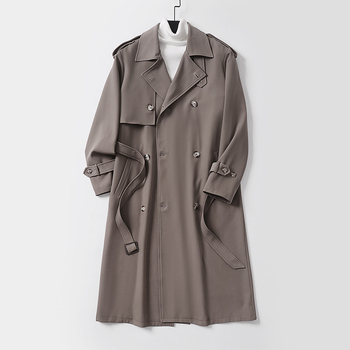 Novi ultra‑dugi trench coat s dvostrukim kopčanjem, crni, moderan muški kaput