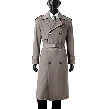 Novi ultra‑dugi trench coat s dvostrukim kopčanjem, crni, moderan muški kaput