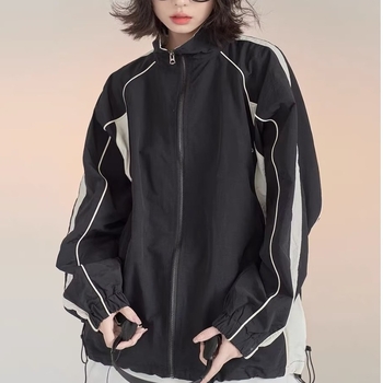 Brilliant Diqi Ženska chenille windbreaker jakna – labav kroj, spandex, zatvarač