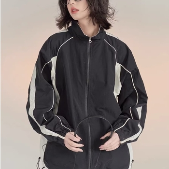 Brilliant Diqi Ženska chenille windbreaker jakna – labav kroj, spandex, zatvarač