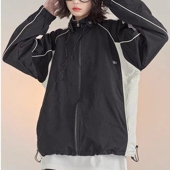 Brilliant Diqi Ženska chenille windbreaker jakna – labav kroj, spandex, zatvarač