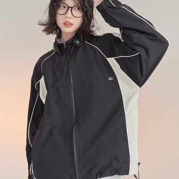Brilliant Diqi Ženska chenille windbreaker jakna – labav kroj, spandex, zatvarač