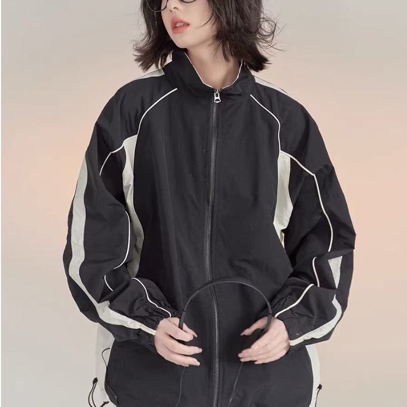 Brilliant Diqi Ženska chenille windbreaker jakna – labav kroj, spandex, zatvarač