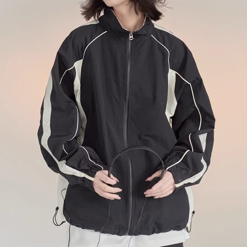 Brilliant Diqi Ženska chenille windbreaker jakna – labav kroj, spandex, zatvarač