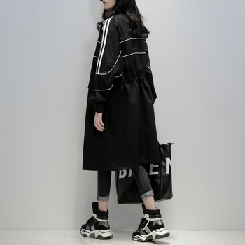 Palton damă în stil coreean, cu guler, mâneci lungi, buzunare, nasturi și fermoar, 95% poliester, Toamnă 2023