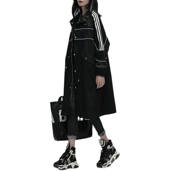 Palton damă în stil coreean, cu guler, mâneci lungi, buzunare, nasturi și fermoar, 95% poliester, Toamnă 2023