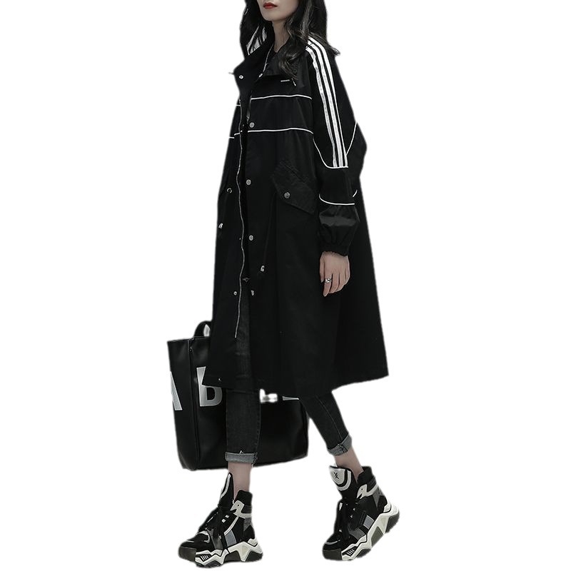 Palton damă în stil coreean, cu guler, mâneci lungi, buzunare, nasturi și fermoar, 95% poliester, Toamnă 2023