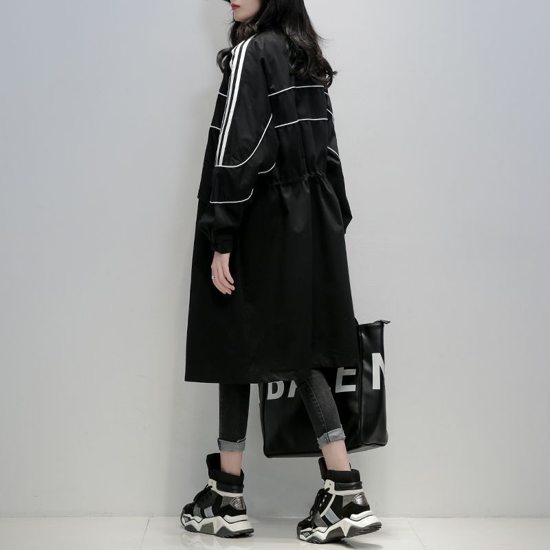 Palton damă în stil coreean, cu guler, mâneci lungi, buzunare, nasturi și fermoar, 95% poliester, Toamnă 2023